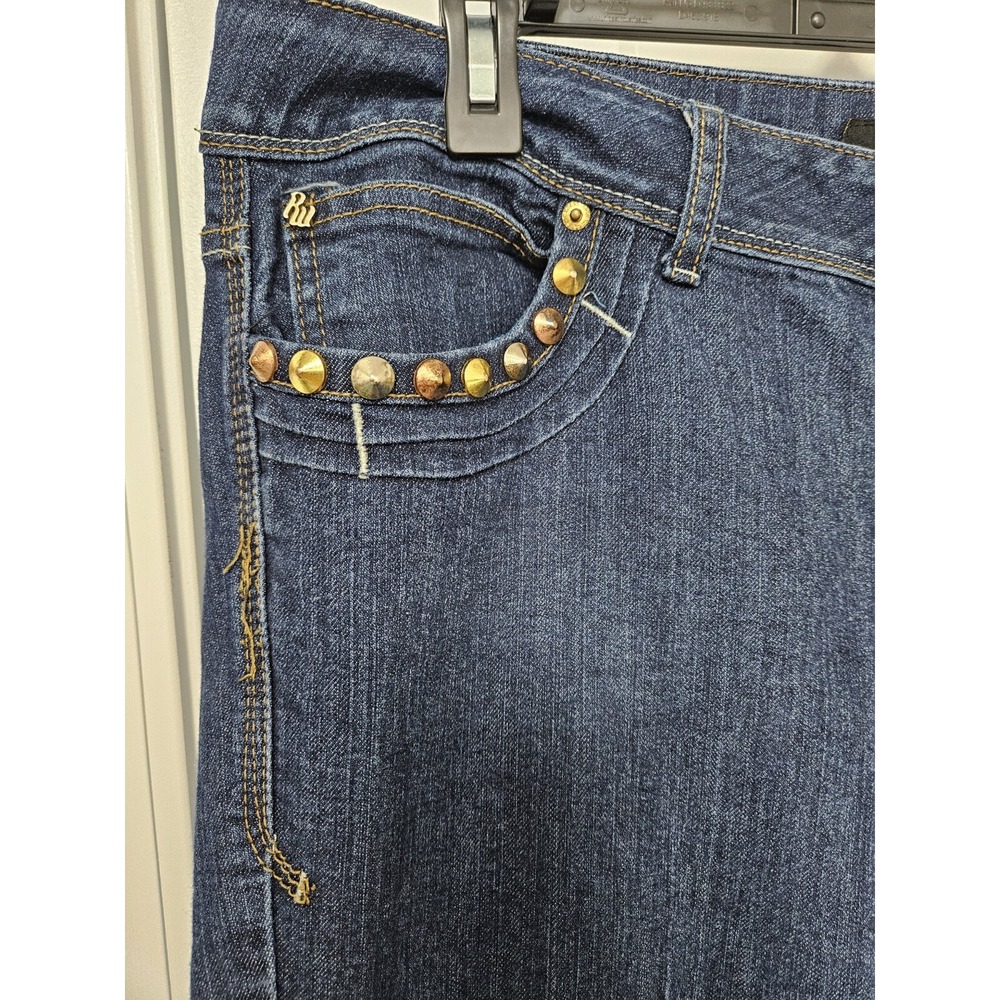 Rocawear Jeans‎ Women 16 Blue Hannah Skinny Leg Studded Dark Wash Embroidered - Picture 8 of 11